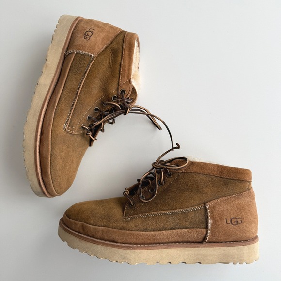 UGG Campfire Trail Chestnut Bomber Nubuck Shearling Lined Chukka Boots men 10